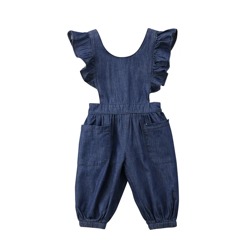 Newborn Infant Baby Girls Denim Romper Summer Sleeveless Spring Blue