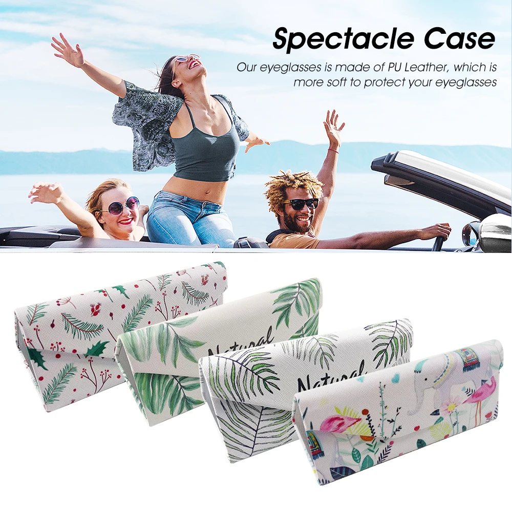 

Small Fresh And Lovely Glasses Storage Box Organizer Folding Sunglasses Box Portable Eyewear Protector PU Spectacle Case