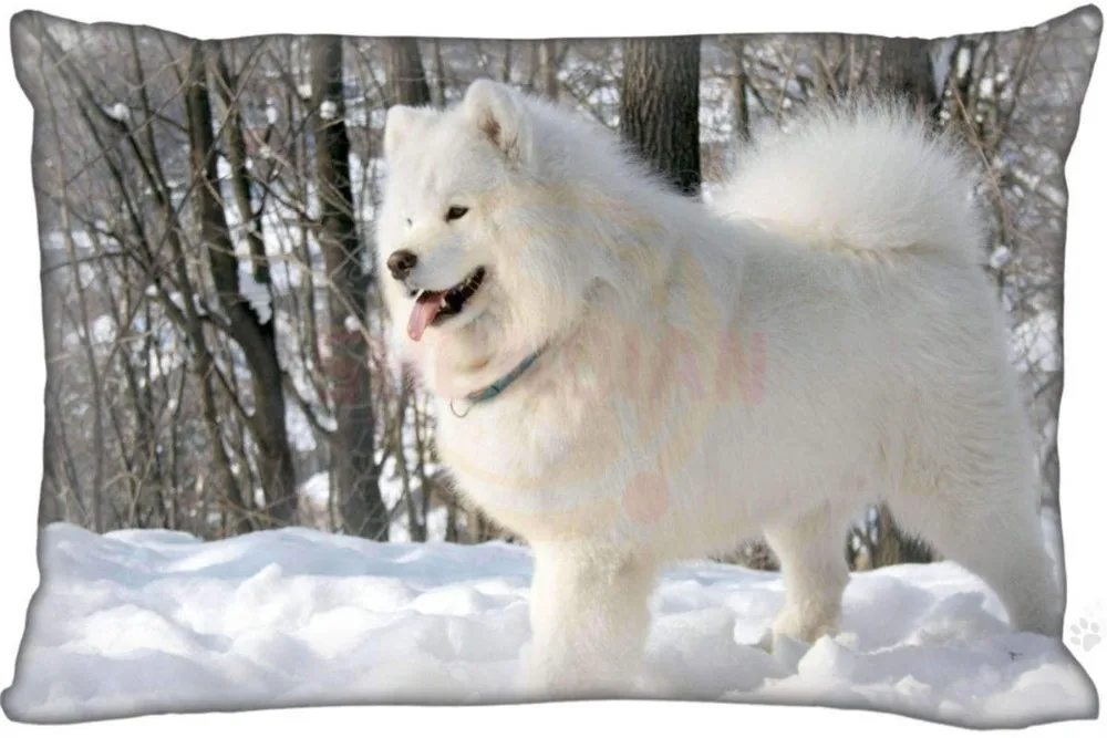 Новая Заказная наволочка для собак Samoyed прямоугольная Подушка на молнии чехлы