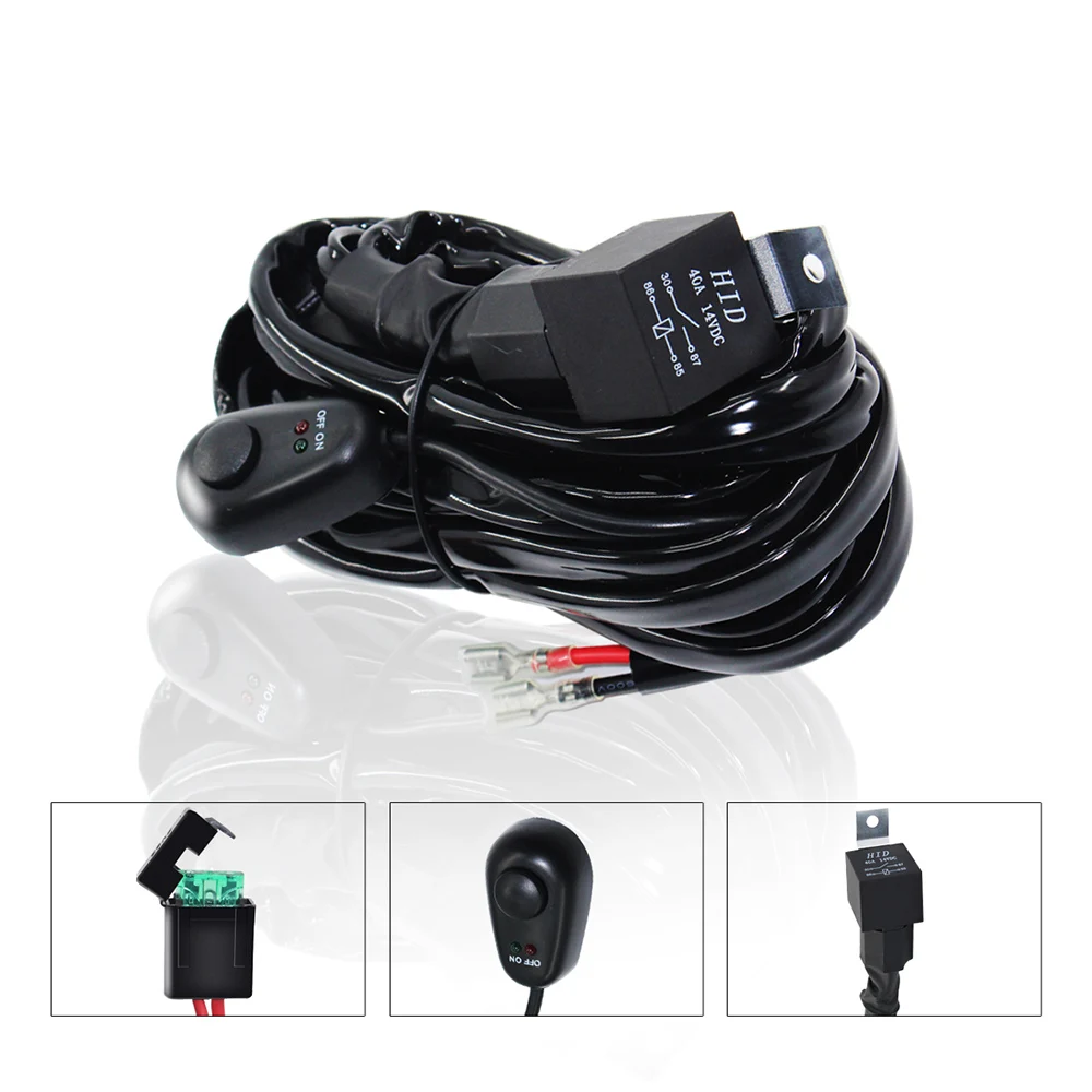 

Car LED Light Bar Wire 3M 40A Wiring Harness Relay Loom Cable Kit Fuse for Auto Driving Offroad Led Work Lamp Fog Light Wiring