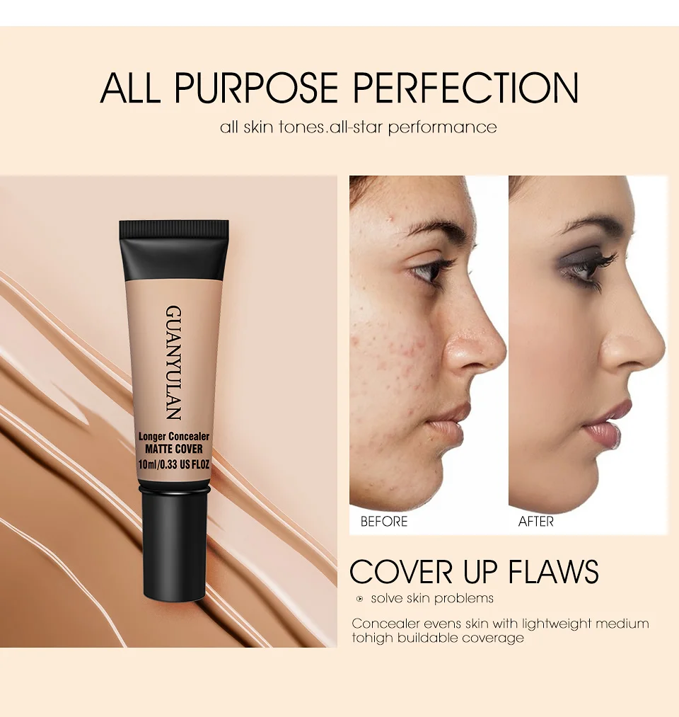 

GUANYULAN Forean Face Makeup 3color Liquid Concealer Convenient Pro eye concealer cream Face Corrector Makeup Everythi