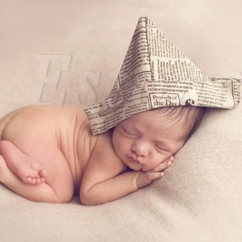 

Newborn Handworked Newspaper Toddler Baby Infant Soft Folding Paper Handmade Photography Props Cap Hat
