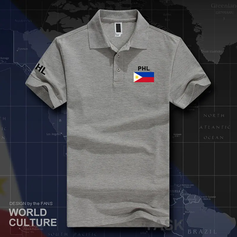 Филиппины пилипинас поло рубашки для мужчин короткий рукав белый бренд печатных для страны хлопок национальная команда флаг Новая мода PH - Цвет: polo-Gray