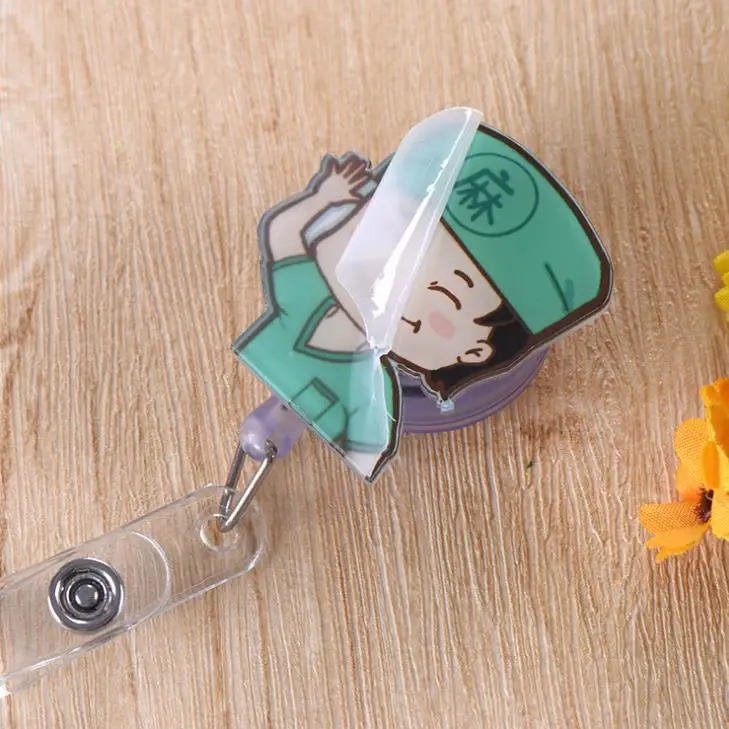 1 Pcs Cartoon Mini Retractable Badge Reel Doctor Nurse Lanyards ID Name Card Clip Student Nurse Badge Holders Stationery