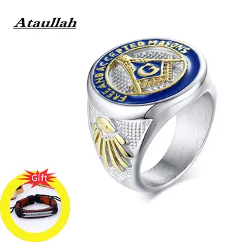 

Ataullah Hot Vintage Biker Ring Men Big Masonic Male Hip-hop Rings Stainless Steel Cool Retro Punk Jewelry Birthday Gift RW053