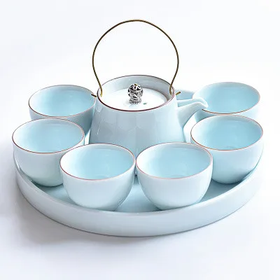Jia-gui luo китайский Селадон Чайный сервиз чашка тарелка чайник красивый цвет кухонные аксессуары - Цвет: 14
