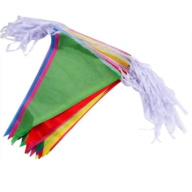 

Bunting Banner 164 Feet Multicolor Nylon Pennant Flag Banner 100 Flags for Wedding Birthday Party XH8Z