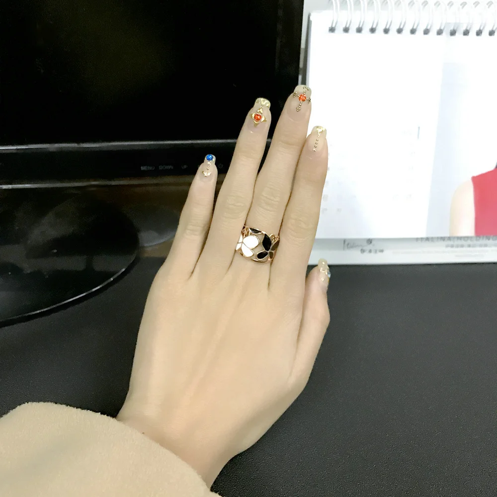 Женское Винтажное кольцо с листьями и бабочками цвета розового золота|ring rose gold|ring