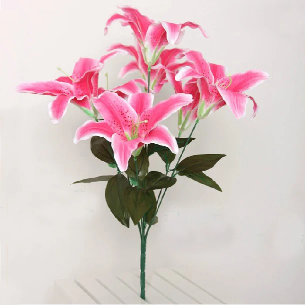 10pc 50cm/20" Artificial Silk Lily 7 Blooming Lifelike Flower Bouquet
