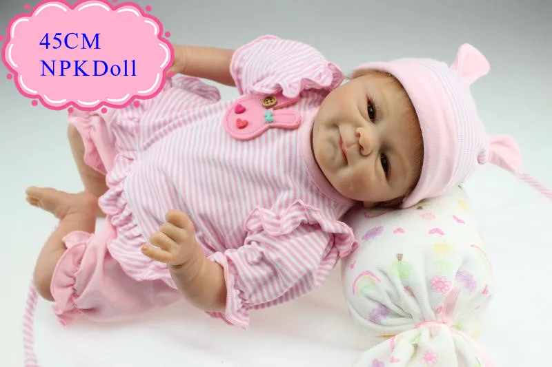 Wholesale Good Price 45cm18inch Reborn Baby Dolls For Sale With Soft Cotton Clothes Happy Smile Bebes Reborn Menina For Children