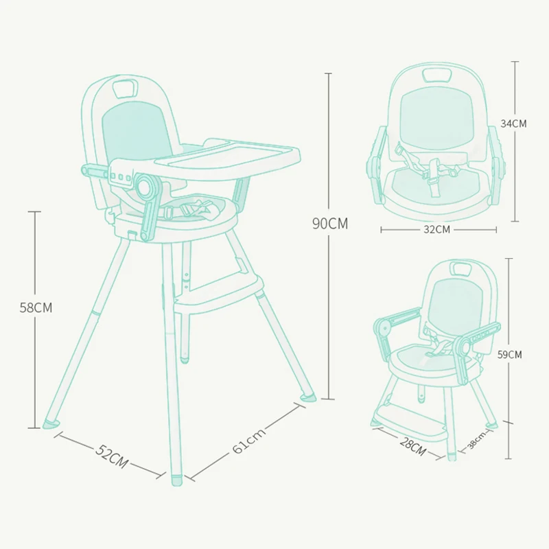 Multifunctional Portable Kids Booster Seat Feeding Chair Dinner Highchair Fold baby feed chair Child Dining Chair Feeding Table