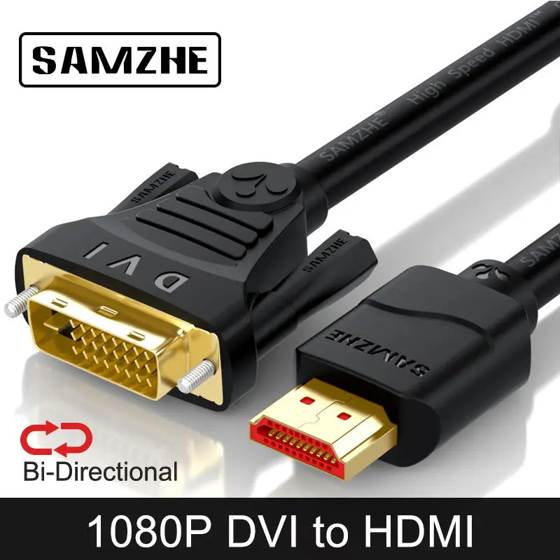 

SAMZHE DVI to HDMI/ HDMI to DVI Bi-Directional Transmission 1080P HDMI Cable for computer Projector, TV Screen Xbox,Laptop