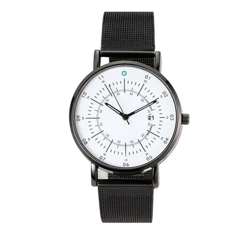 

Fashion Business Simple Clock Multi Scale Dial Calendar Net Quartz Wrist Watch Stainless Steel Mesh maschi relogio masculino B40
