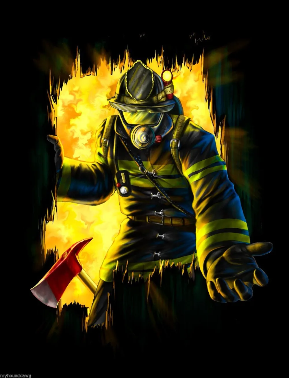 

Funny Clothing Casual Short Sleeve Firefighter Reaching Through Window T-Shirt, Tee Shirt