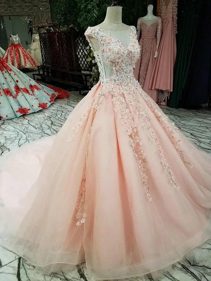 2987 розовые модные элегантные свадебные платья с v-образным вырезом цветы для аппликации с жемчугом вставка Новое свадебное платье