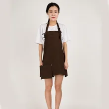 Фартук нагрудник коричневый без рукавов манжеты с регулируемой талией шеи ремень Водонепроницаемый Фартуки окрашивания платья костюмы для женщин UN754