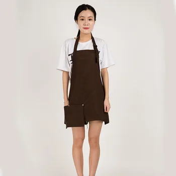 

Salon Apron Bib Brown Sleeveless Cuff with Adjustable Waist Neck Belt Waterproof Aprons Dyeing Gowns Suits For Women UN754