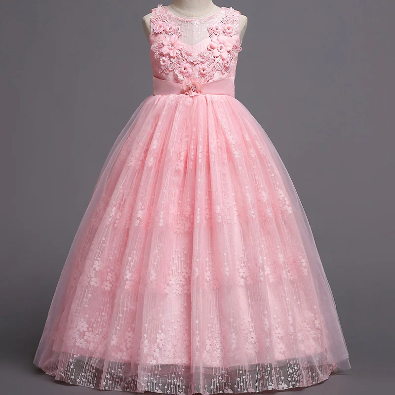 Новинка; свадебное платье для девочек; коллекция года; высококачественные вечерние платья для девочек; цвет Шампань; кружевное платье принцессы для дня рождения; платье для девочек-подростков; Возраст 4-14 лет