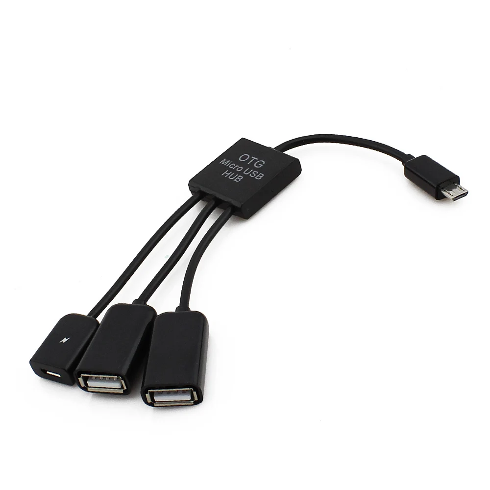 CHUYI Dual 3 In 1 Micro USB Host OTG Hub Adapter Cable Converter Extender USB Power Charging 3 Ports Hub For Computer OTG Ports