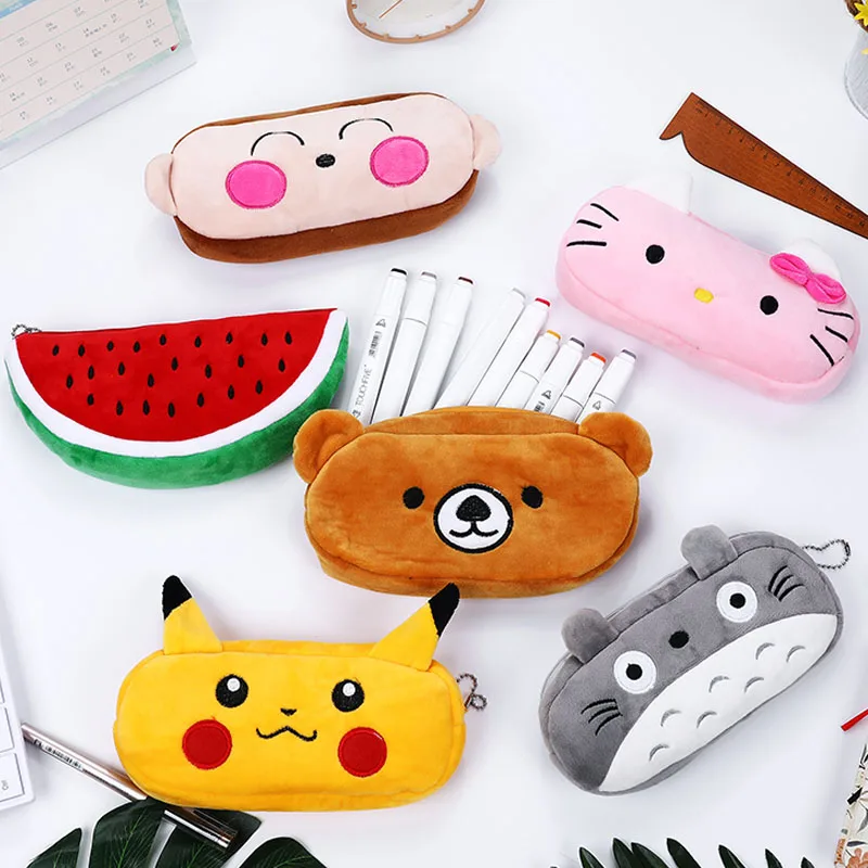 Kawaii мультяшная ручка чехол Тоторо Плюшевые улыбка уход за кожей лица Emoji Симпатичные Пенал школьный Minecraft etui trousse scolaire stylo 04819 - изображение