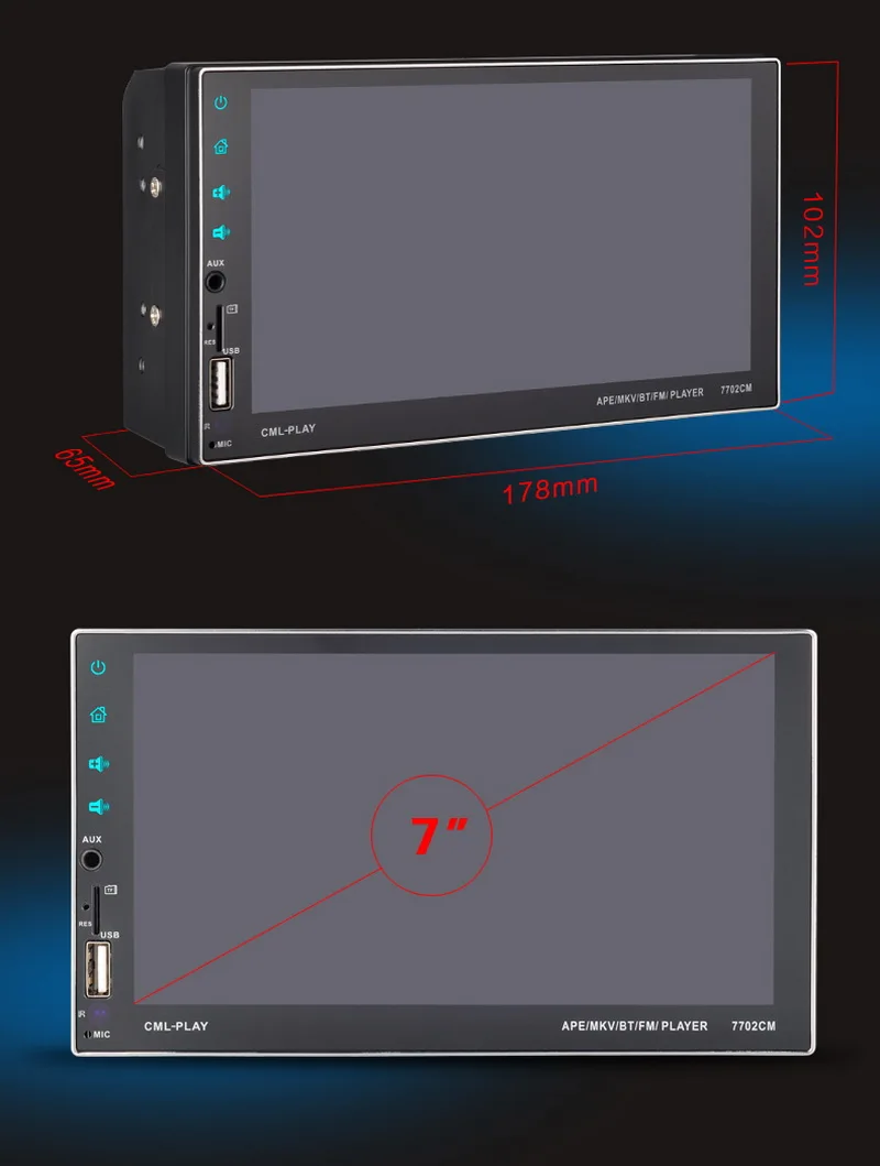 " 2 Din MP5 плеер стерео заднего вида HD емкостный экран Bluetooth USB/AUX/FM/SD/SWC Зеркало Ссылка беспроводной