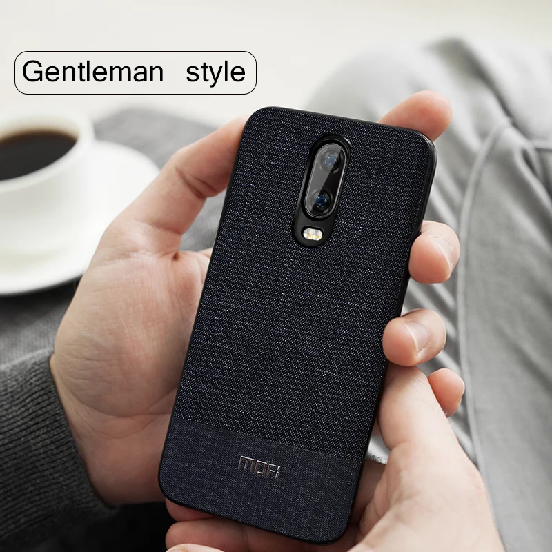 Oneplus 6T чехол Mofi One Plus накладка 1 + Задняя крышка темный цвет деловой костюм ткань