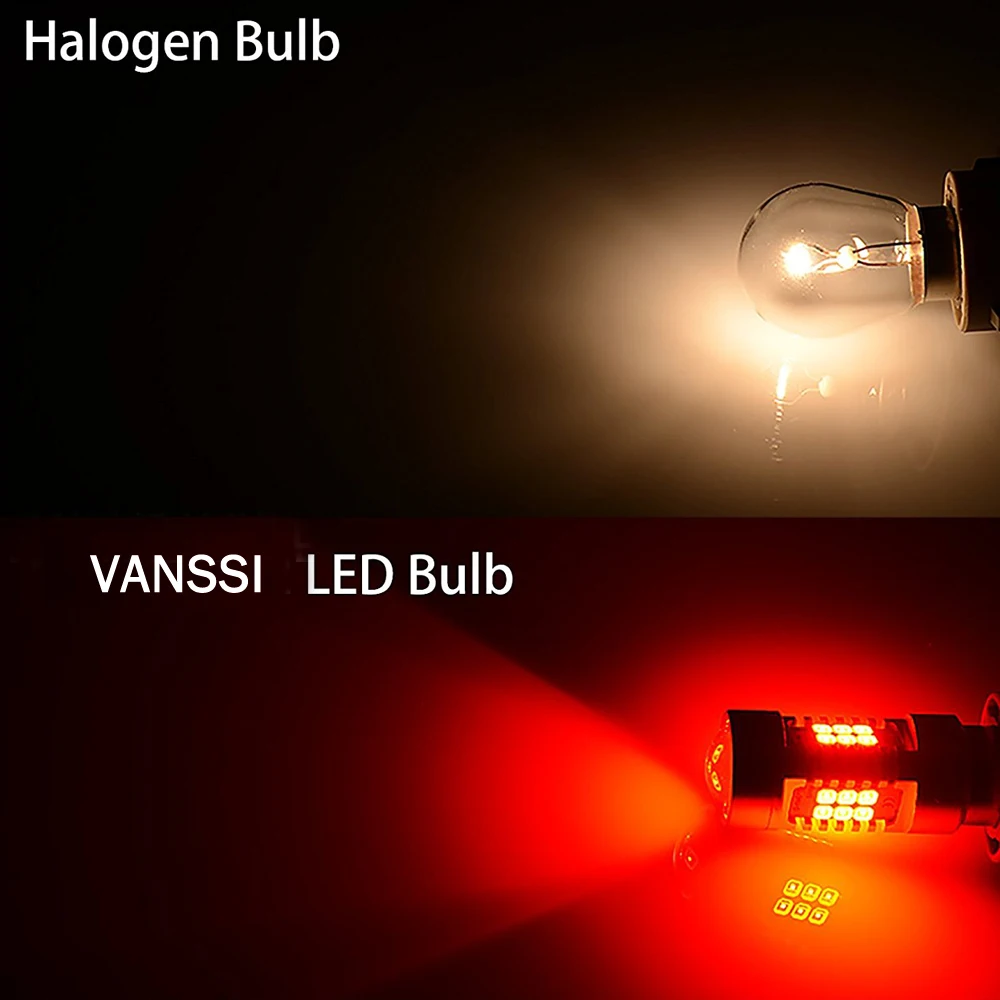 VANSSI 2 шт. 1157 BAY15D P21/5 Вт Светодиодный фонарь для автомобиля, задний тормоз, стоп, стояночный светильник, лампа, белый, красный, DC12-24V, 1 год гарантии