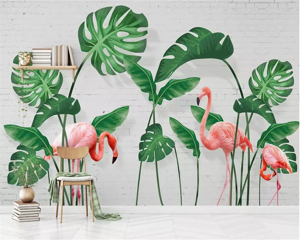 

beibehang Custom wallpaper 3d mural modern minimalist tropical leaves background wall paper Nordic banana turtle back leaf mural