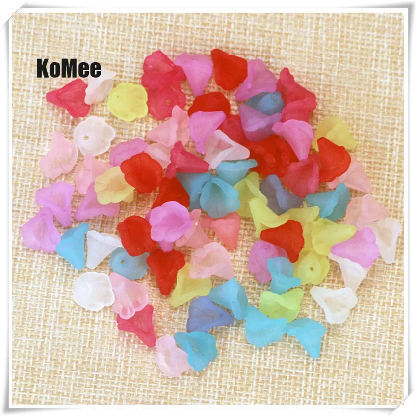 Free Shipping 1000pcs/lot Colorful Frosted Acrylic Flower Beads 8x10mm