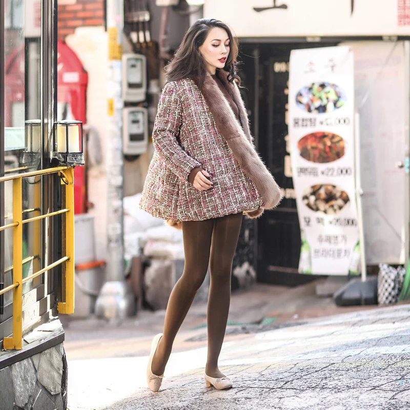 le palais vintage 2018W Luxury Fox Fur Tweeds Wool Coat Women Thicken Warm Fabric Fur Collar Adjustable Belt A-line Coat le palais vintage 2018W Luxury Fox Fur Tweeds Wool Coat Women Thicken Warm Fabric Fur Collar Adjustable Belt A-line Coat