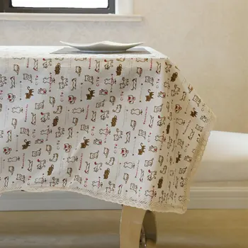 

Latest High Grade Eco-friendly Linen Cartoon Cats Sequin Table Cloth Cute Beside Table Cover for Desk Decor Lace Tablecloth