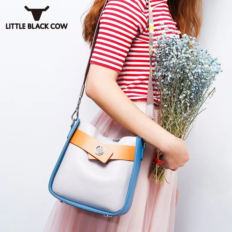 

High Quality Luxury Womens Messenger Bag Fashion Match Color Genuine Leather Shoulder Bags Streetwear Casual Crossbody Bags