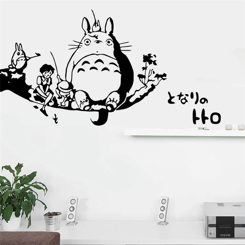 ジブリトトロ 釣り壁アートステッカーカートンとなりのトトロ子供寝室ウォールステッカーインテリアデカキッズルーム Kids Room Wall Sticker Decorwall Sticker Aliexpress