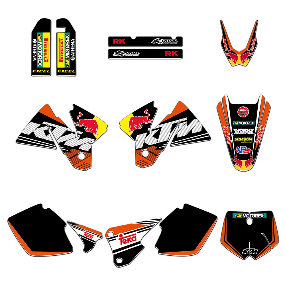 

NEW TEAM GRAPHICS DECALS STCITERS For KTM SX 125 250 380 1998-2000 SX400 520 2002 MXC 200 250 300 380 1998-2002