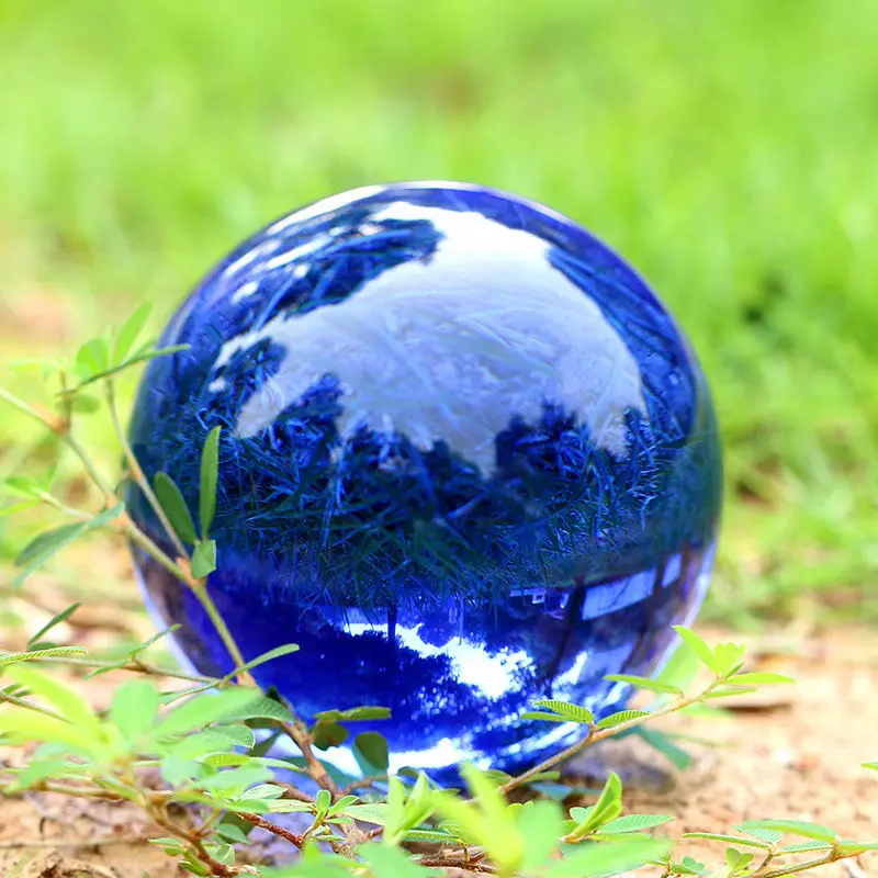 Синие Кристальные шарики фэн-шуй волшебный стеклянный шар сферические фигурки миниатюрные украшения для подарков аксессуары для украшения дома