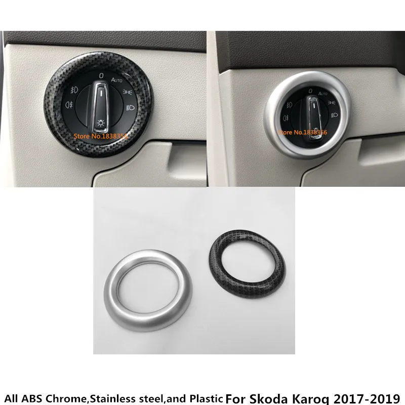 

For Skoda Karoq 2017 2018 2019 Car Front Headlight Switch Adjustment Knob Frame Cover Trim Strip light switch lamp hood button