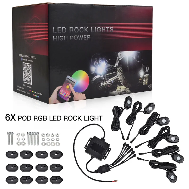 6 накладки RGB светодиодный Роллинг Рок светильник 9W IP68 работы при прослушивании