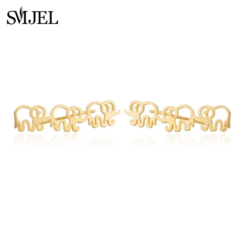 SMJEL браслеты из нержавеющей стали с животными для женщин, повседневные ювелирные изделия, золотой Cz браслет с бабочкой, женский свадебный подарок - Окраска металла: Elephant  ED431