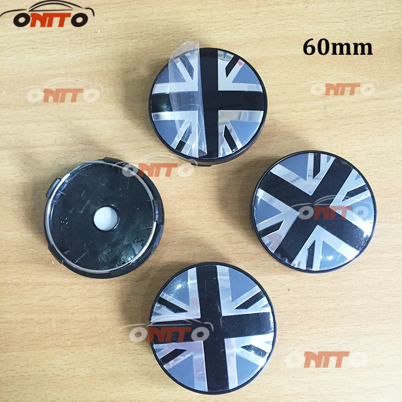 4Pcs 56mm 60mm Round Union Jack UK British Flag Wheel