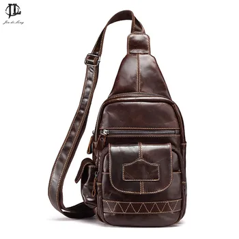 

Vintage 2018 Casual Men Messenger Bags genuine leather Crossbody chest Bags Single Shoulder Chest Bag men's travel bags