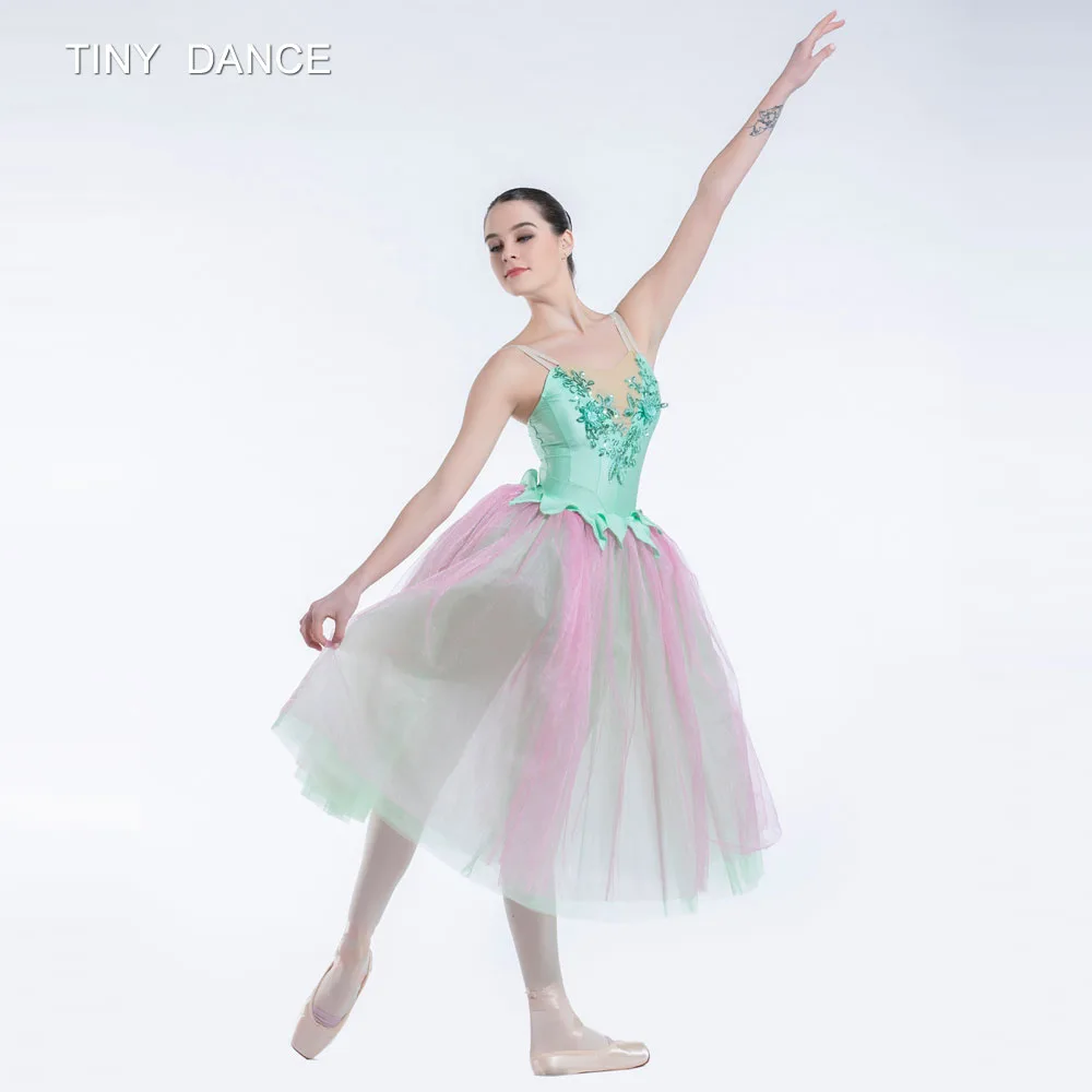 Green/Pink Long Ballet Tutu Ballerina Dress Romantic Tutus for