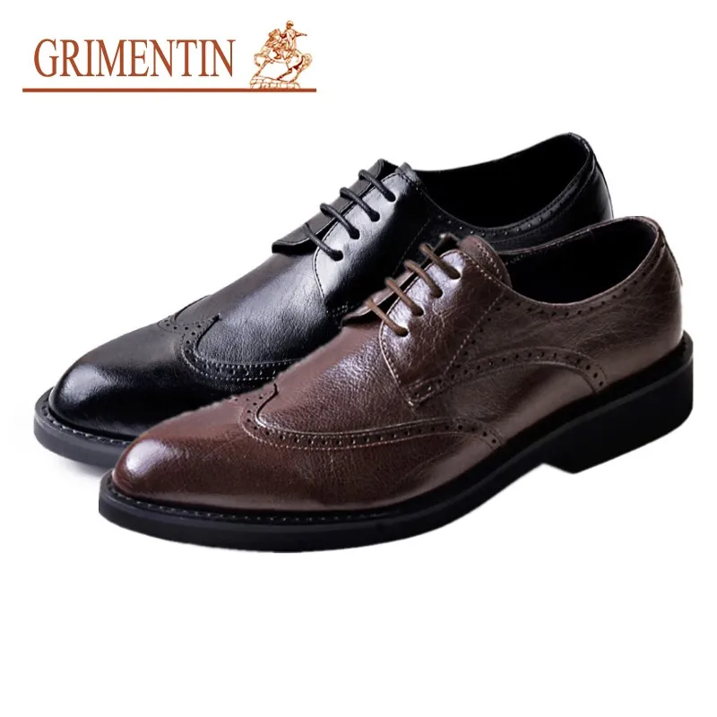 

GRIMENTIN Summer dress mens shoes genuine leather men oxford shoes fashion designer formal business casual office male shoes new