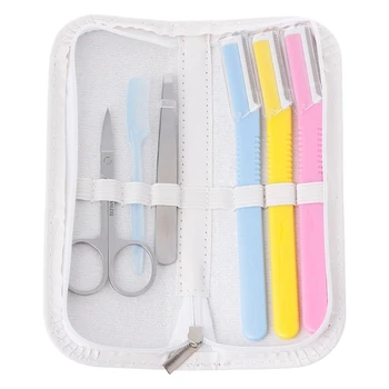 

6pcs/Set Facial Eyebrow Scissors Razor Trimmer Shaver Tweezer Comb Remover Beauty Tool