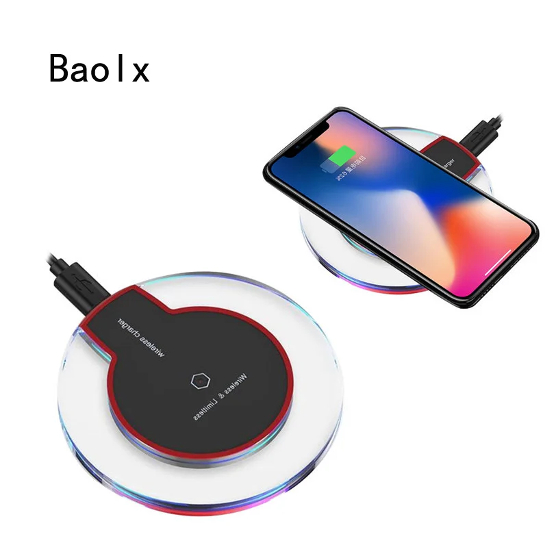 

Qi Wireless Charger Ultra-thin Transparent Fast Charging Pad For Samsung Galaxy S9 S8 Plus S7 S6 Note 5 Note 8 for iPhone X 8 8P