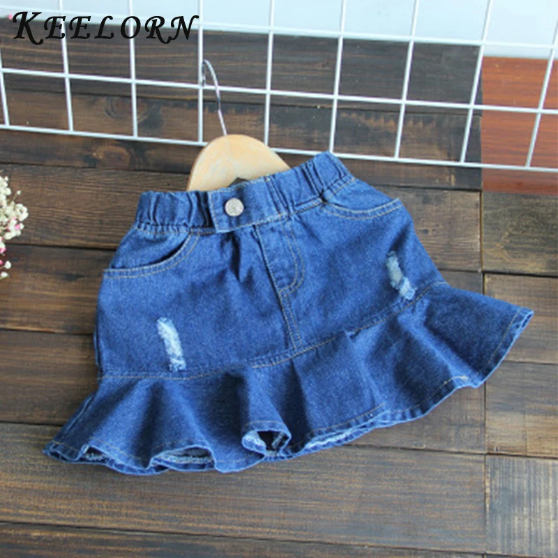 

Keelorn Girl Skirts 2019 New Summer Adorable Denim Hip Ruffle Skirt Children Beach Skirt Children Girls Clothing 3-7Y Clothes