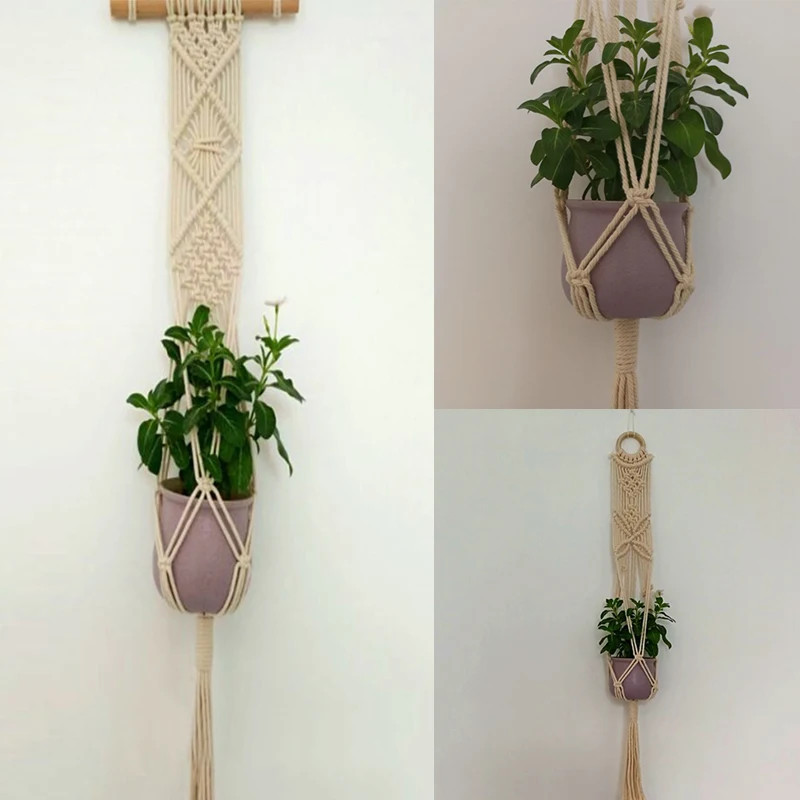 Pot Holder Macrame Plant Hanger Hanging Planter Basket Jute Rope Garden Home