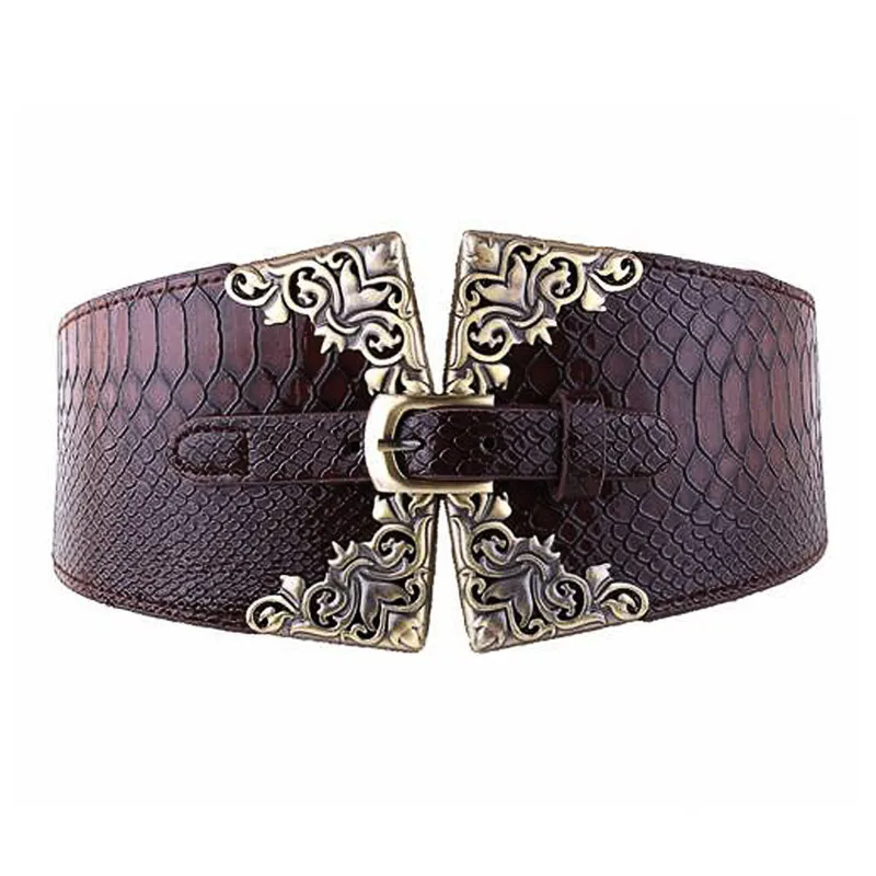 Женский эластичный пояс, широкие из искусственной кожи, поясной ремень в стиле ретро с металлической пряжкой, новинка, пояс для создания формы