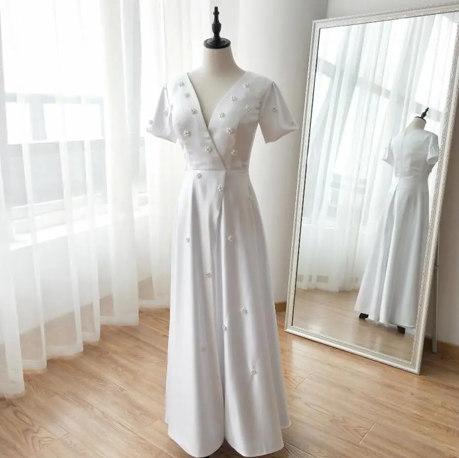 Модные свадебные платья Song Hye yo, корейские Простые Свадебные платья длиной до пола с прелестными элегантными платьями, Vestido De Casamento ZW038