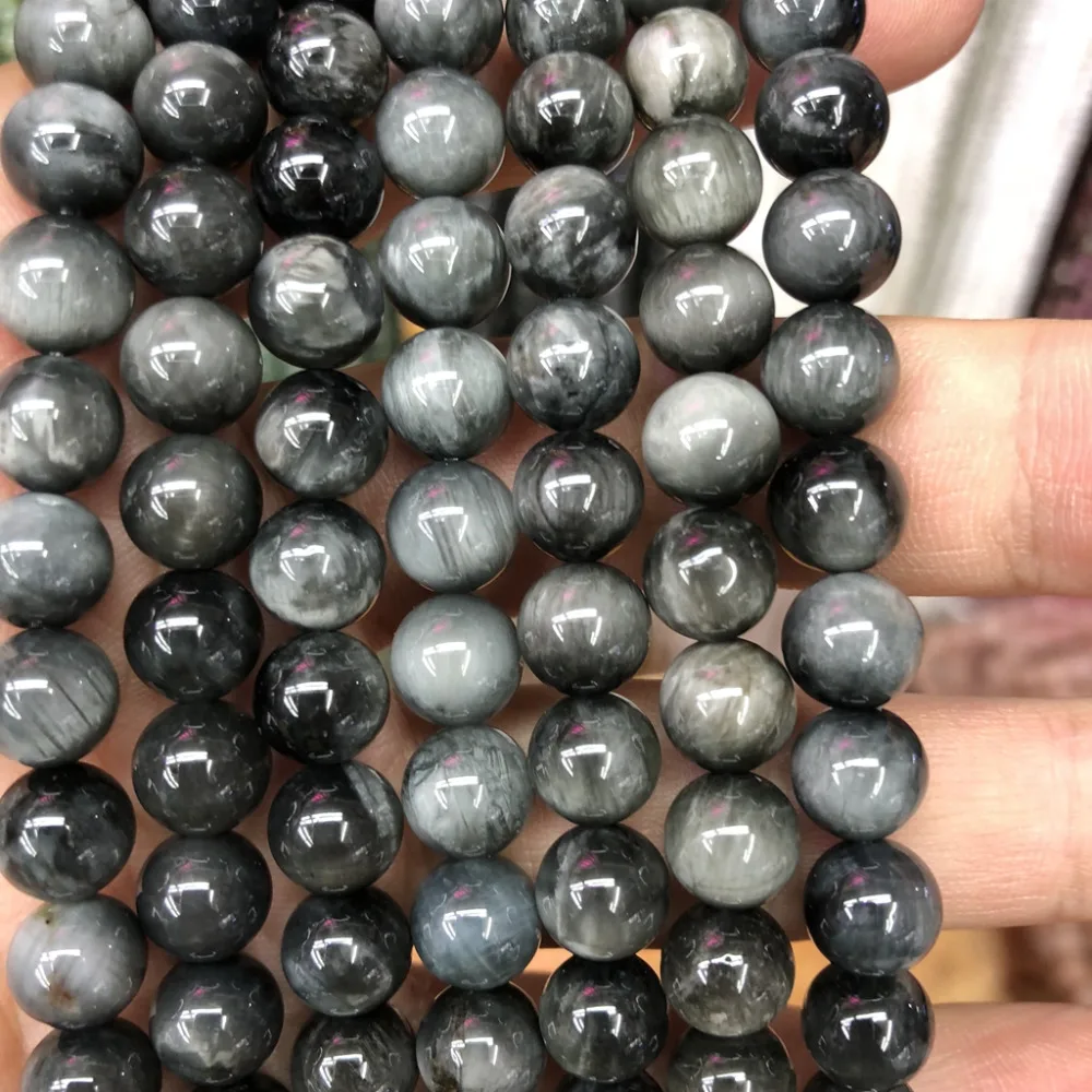 

One strand 100% Natural Hawk Eye Bead Gem stone Beads 6MM 8MM 10MM 12MM Round Gem Stone Jewelry Loose Beads 15.5"/Strand