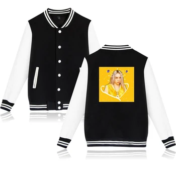 

New Arrive Billie Eilish Baseball Jacket Women/Men Harajuku Sweatshirt Fashion Winter Billie Eilish black Baseball Jackets Tops